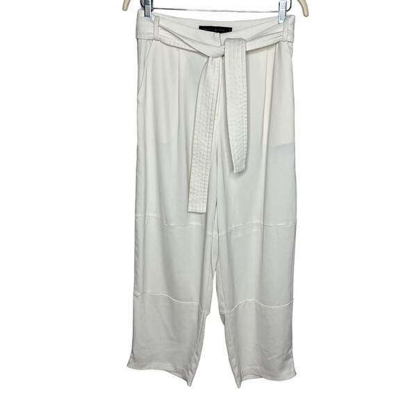 Sally LaPointe White Matte Crepe Belted Pant - Picture 2 of 9